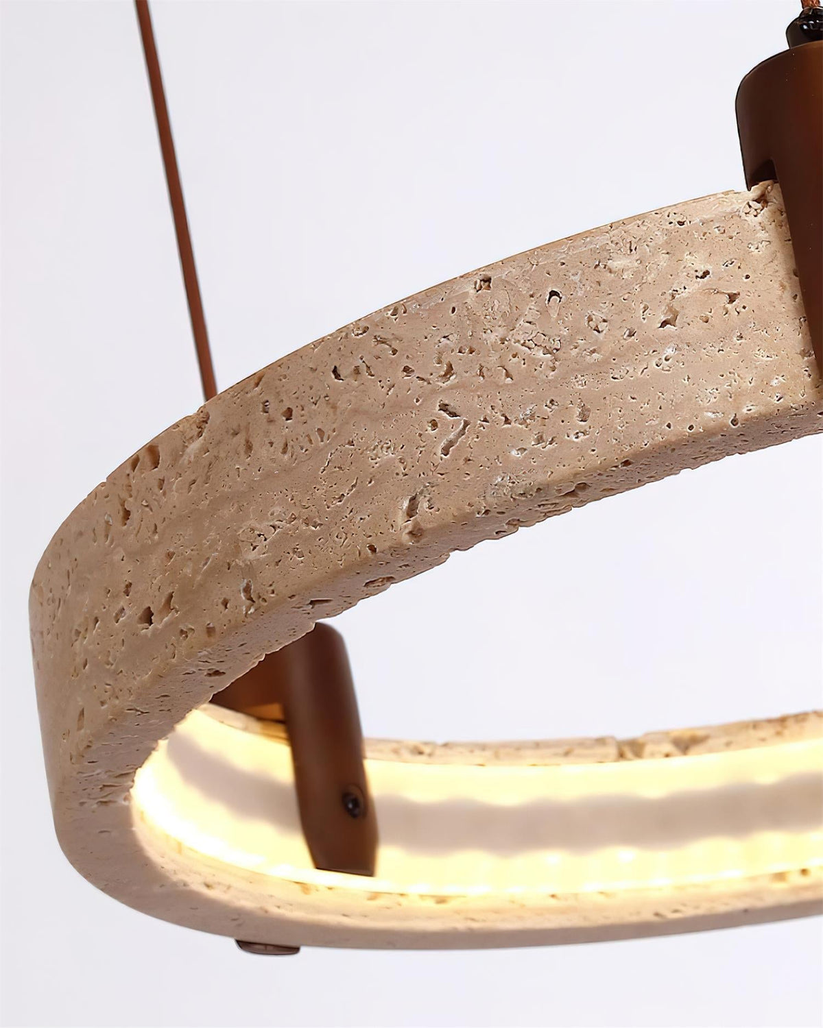 Celestial Orbit Travertine Chandelier – Modern Natural Stone Pendant Light