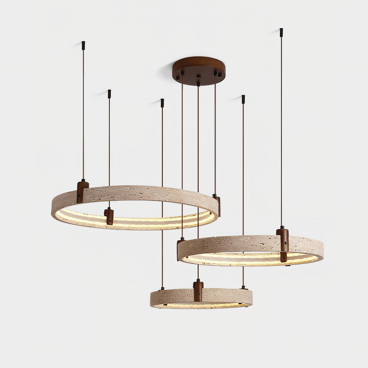 Celestial Orbit Travertine Chandelier – Modern Natural Stone Pendant Light