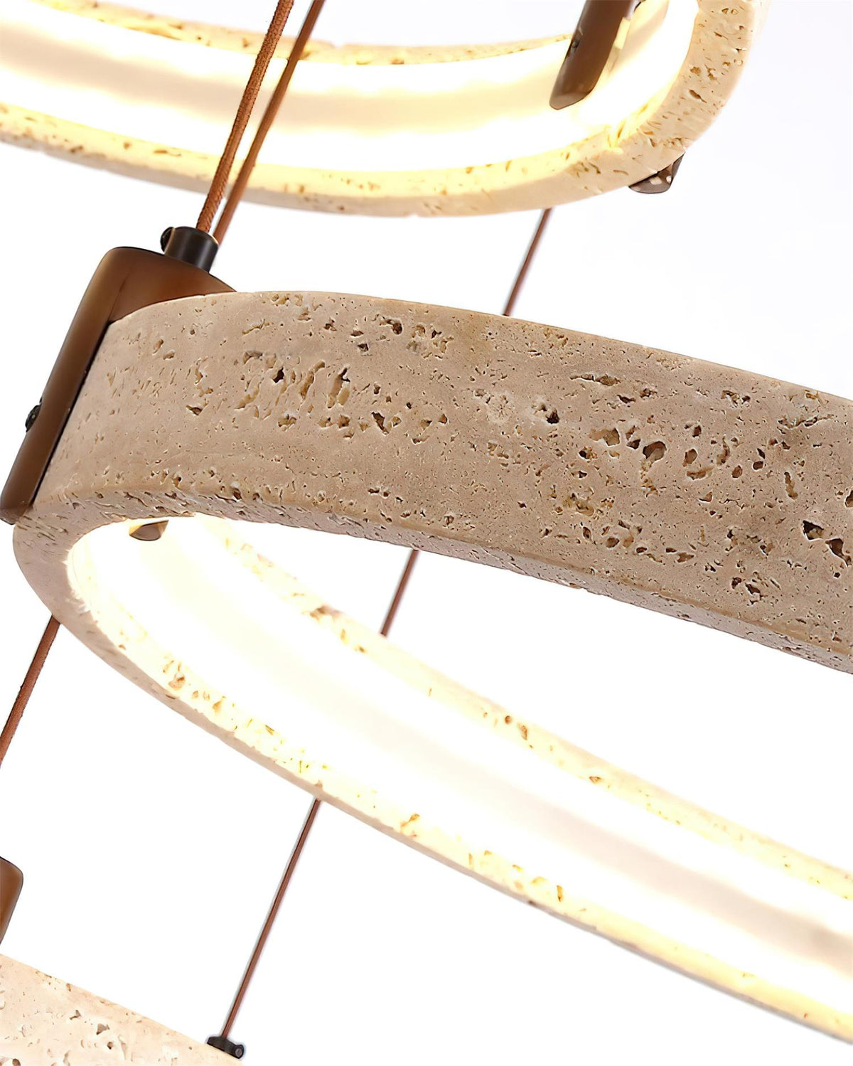 Celestial Orbit Travertine Chandelier – Modern Natural Stone Pendant Light