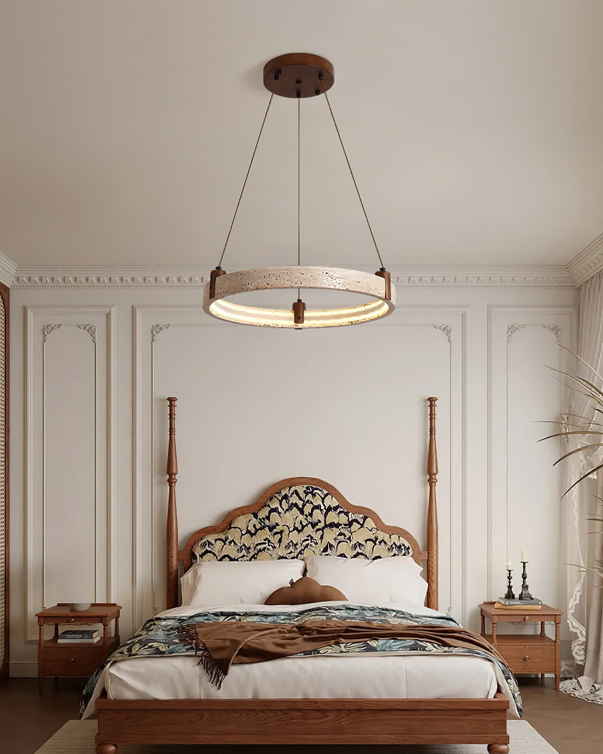 Celestial Orbit Travertine Chandelier – Modern Natural Stone Pendant Light
