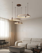Celestial Orbit Travertine Chandelier – Modern Natural Stone Pendant Light