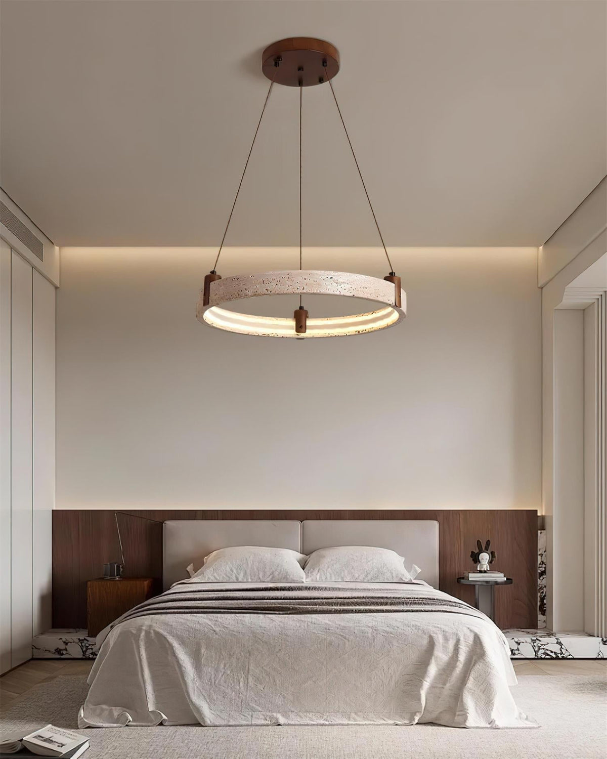 Celestial Orbit Travertine Chandelier – Modern Natural Stone Pendant Light