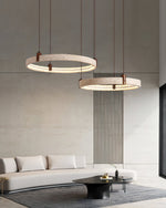 Celestial Orbit Travertine Chandelier – Modern Natural Stone Pendant Light