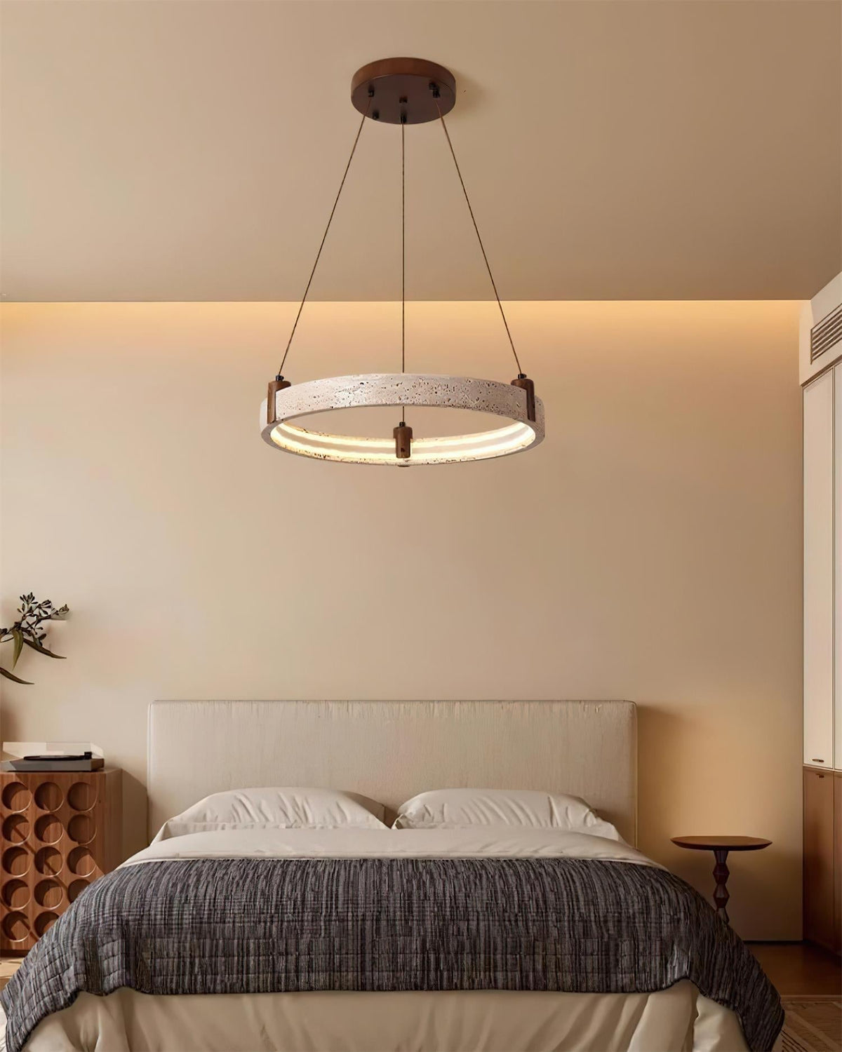 Celestial Orbit Travertine Chandelier – Modern Natural Stone Pendant Light