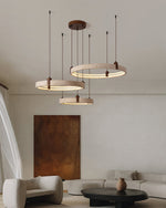 Celestial Orbit Travertine Chandelier – Modern Natural Stone Pendant Light