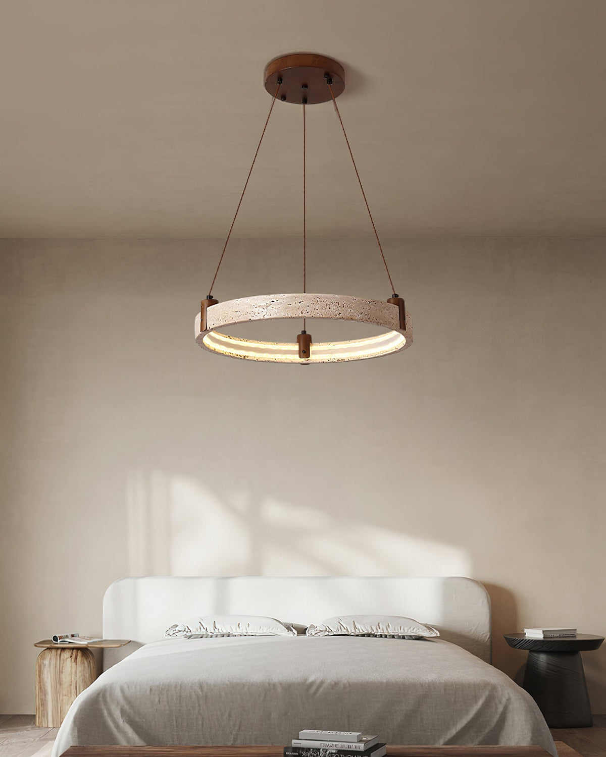 Celestial Orbit Travertine Chandelier – Modern Natural Stone Pendant Light