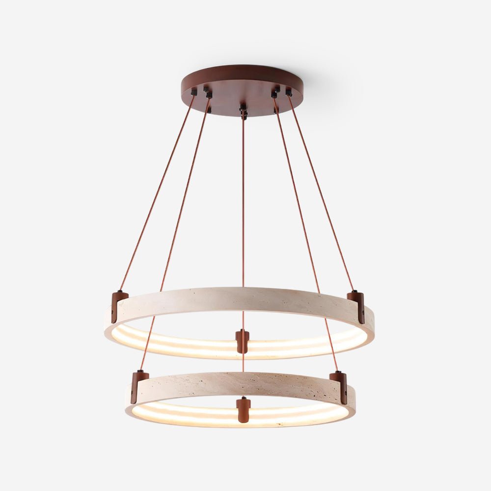Celestial Orbit Travertine Chandelier – Modern Natural Stone Pendant Light