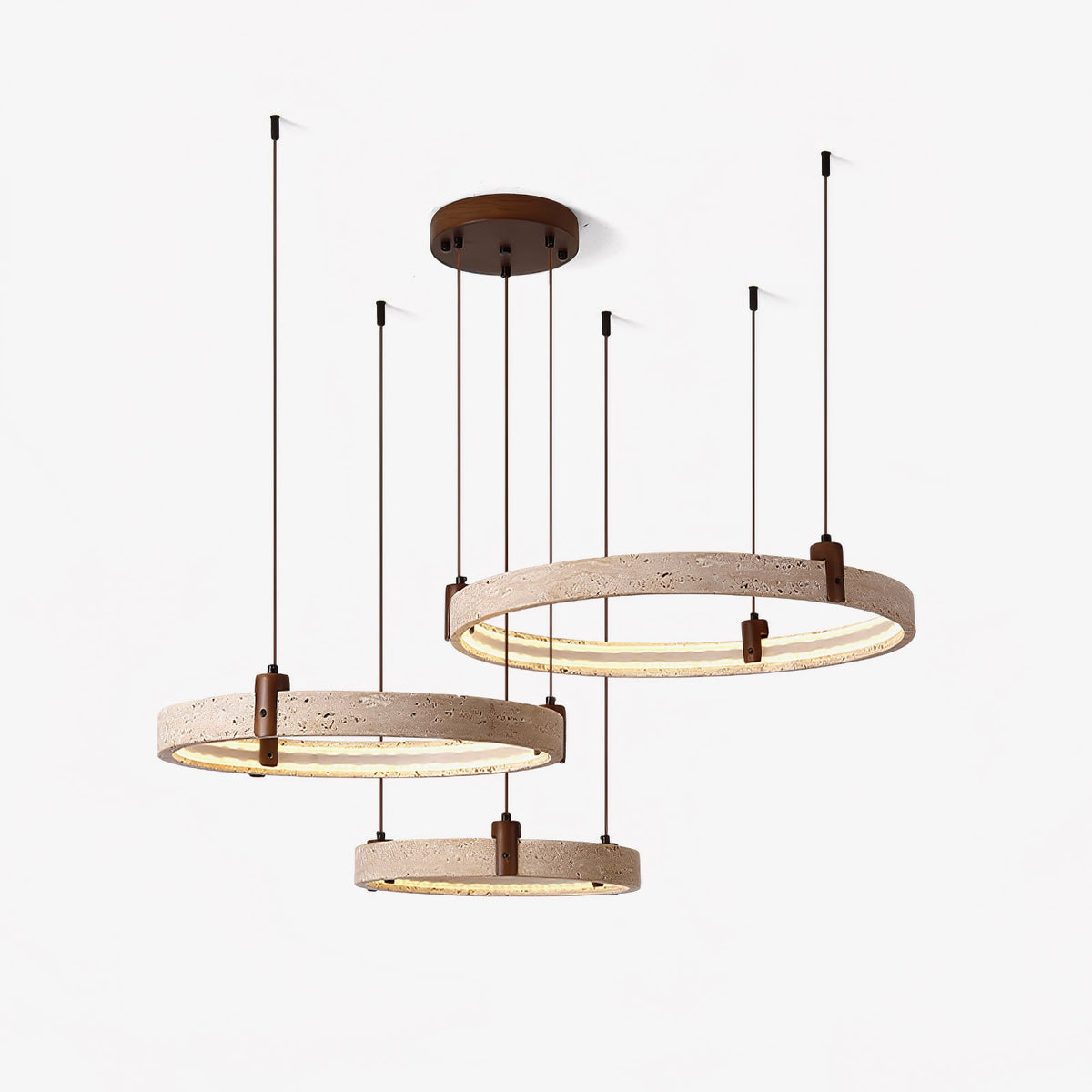 Celestial Orbit Travertine Chandelier – Modern Natural Stone Pendant Light