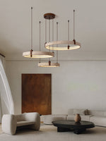 Celestial Orbit Travertine Chandelier – Modern Natural Stone Pendant Light