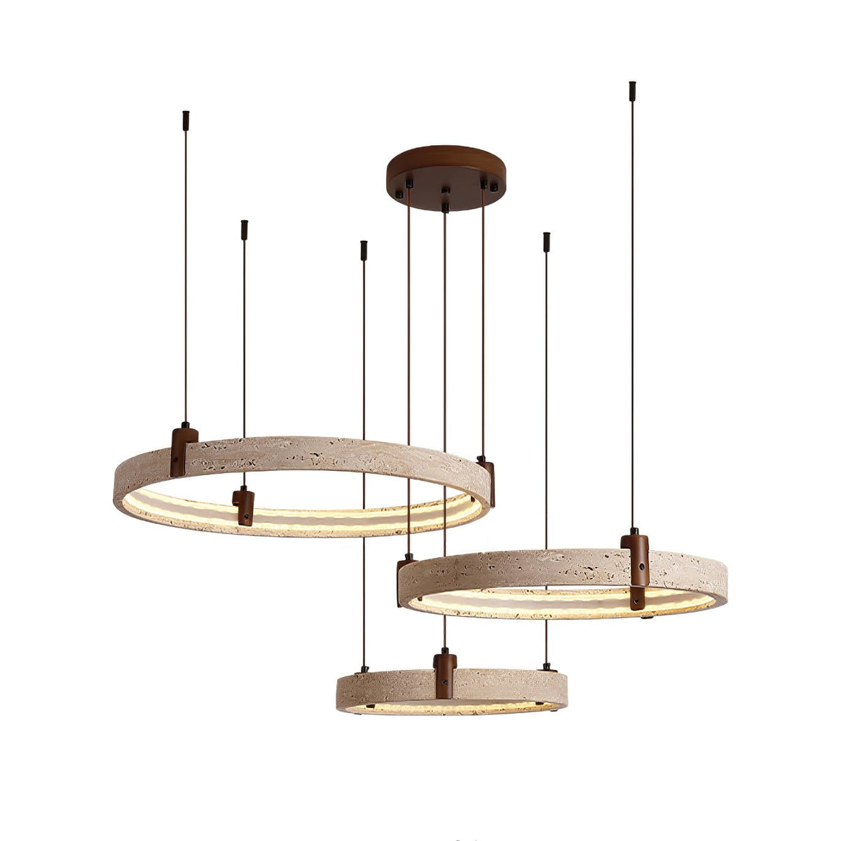 Celestial Orbit Travertine Chandelier – Modern Natural Stone Pendant Light