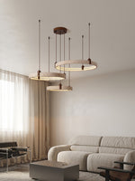 Celestial Orbit Travertine Chandelier – Modern Natural Stone Pendant Light