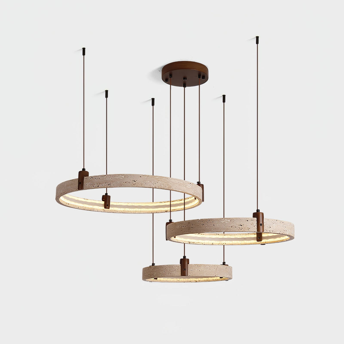 Celestial Orbit Travertine Chandelier – Modern Natural Stone Pendant Light