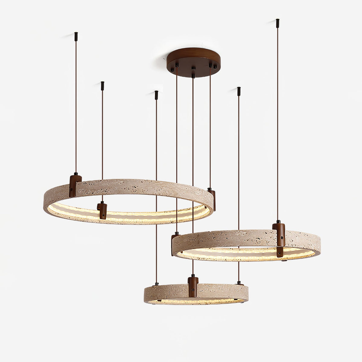 Celestial Orbit Travertine Chandelier – Modern Natural Stone Pendant Light