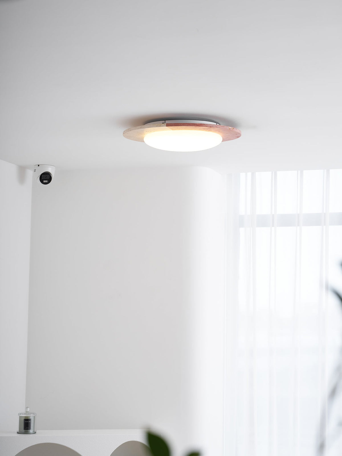 Celestial Travertine Ceiling Light – Modern Flush Mount LED Lamp