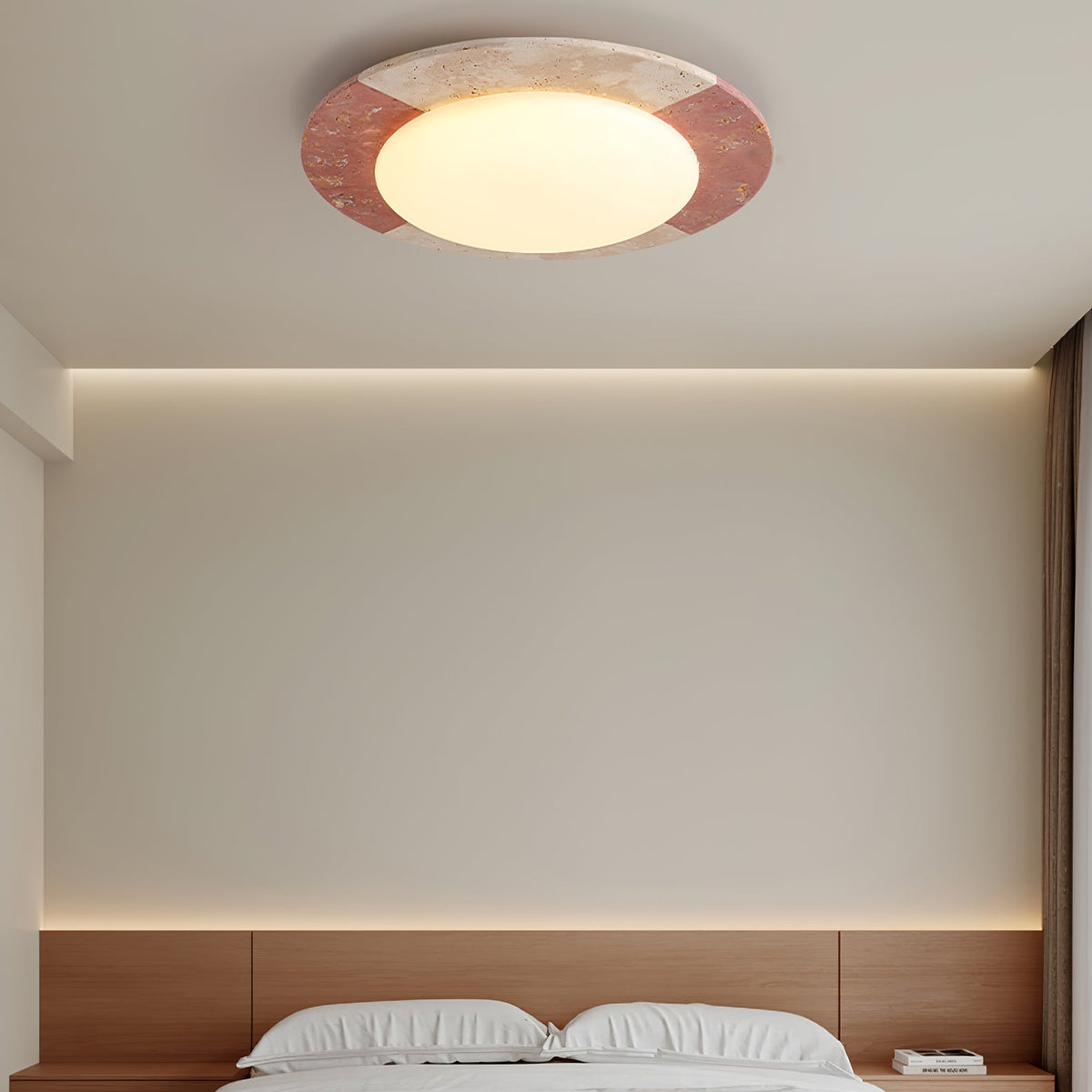 Celestial Travertine Ceiling Light – Modern Flush Mount LED Lamp