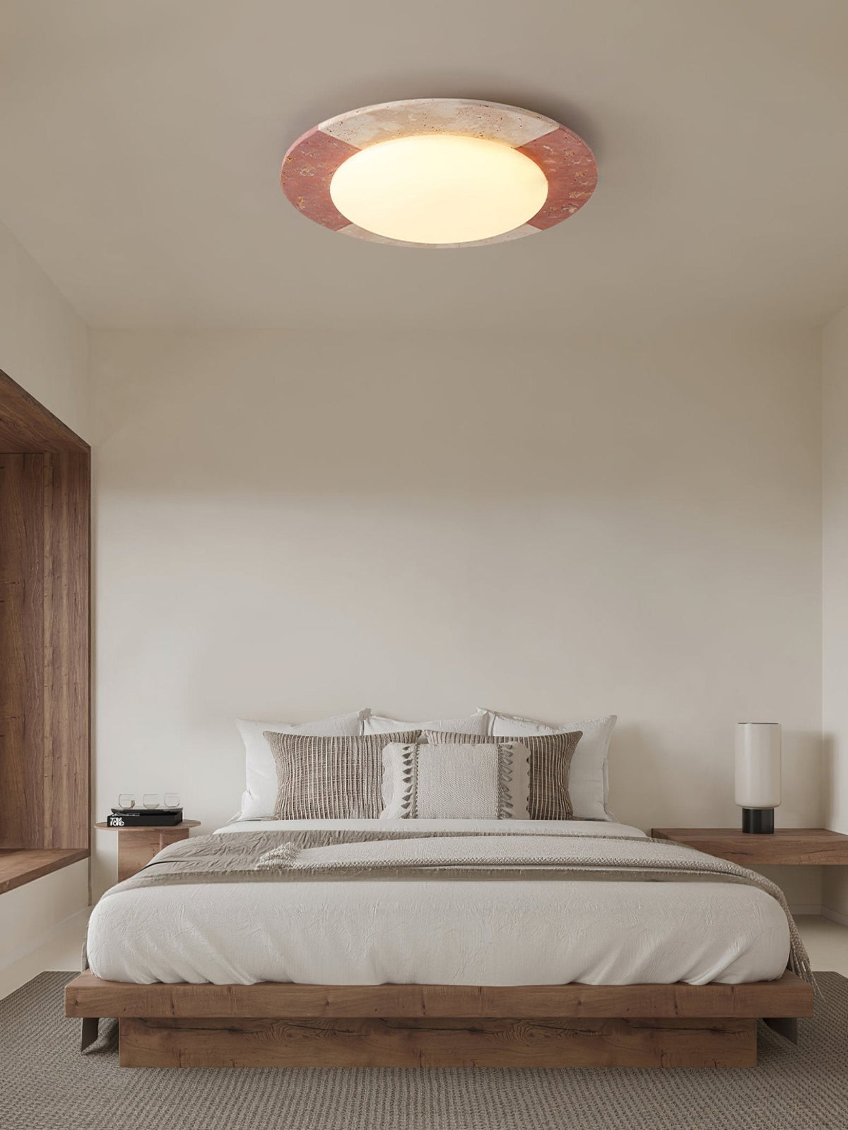 Celestial Travertine Ceiling Light – Modern Flush Mount LED Lamp