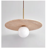 Celestial Travertine Pendant Light – Natural Stone & Gold