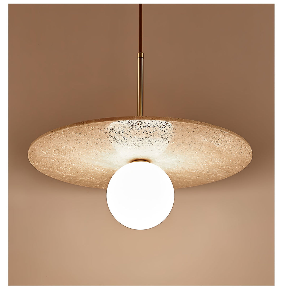 Celestial Travertine Pendant Light – Natural Stone & Gold