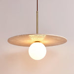 Celestial Travertine Pendant Light – Natural Stone & Gold