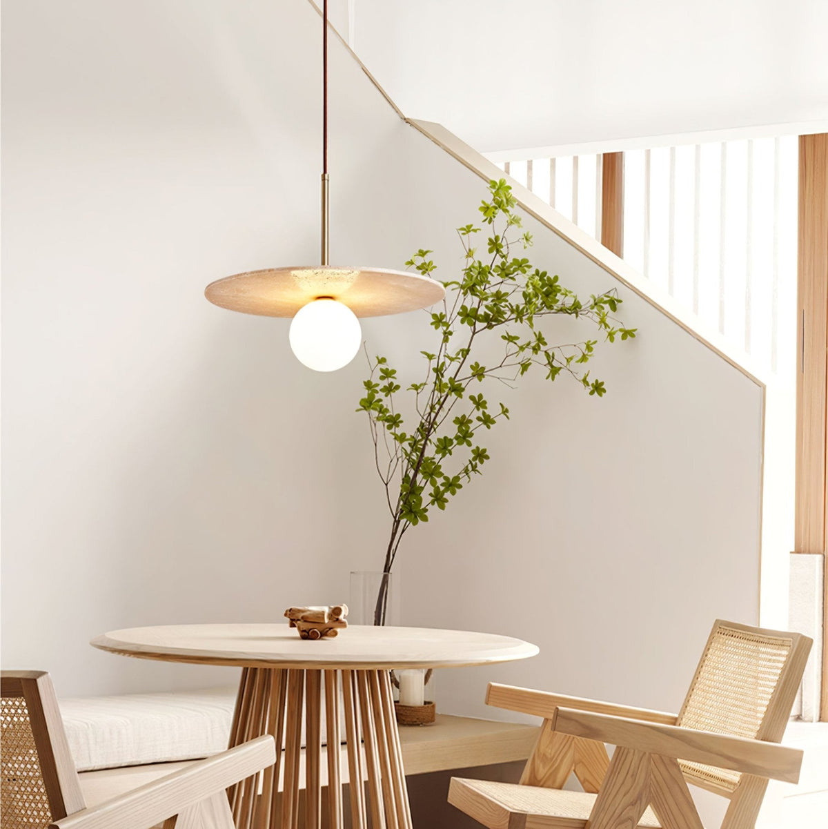 Celestial Travertine Pendant Light – Natural Stone & Gold