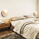 Luna Travertine Wall Sconce — Natural Stone & Glass Ambient Light