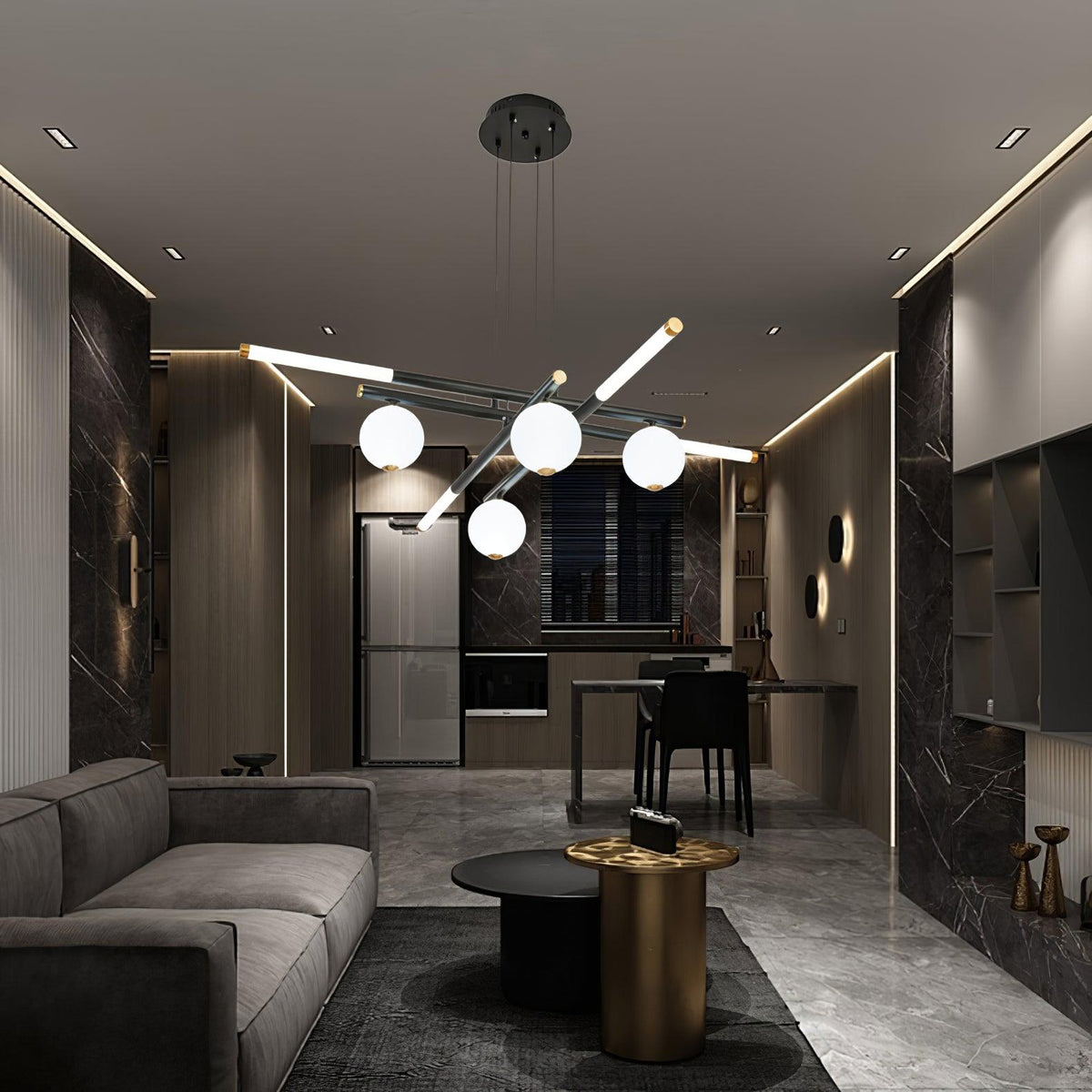 Cellar Suspension Modern LED Chandelier in Black and White