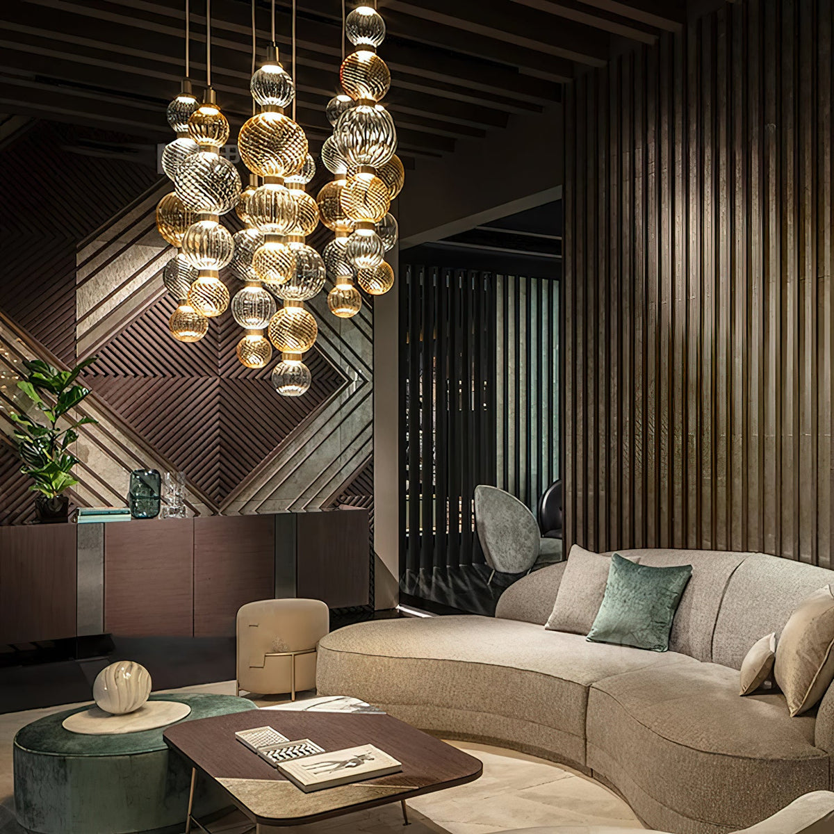 Celvara Sculptural Globe Pendant Light – Hand-Blown Glass Chandelier