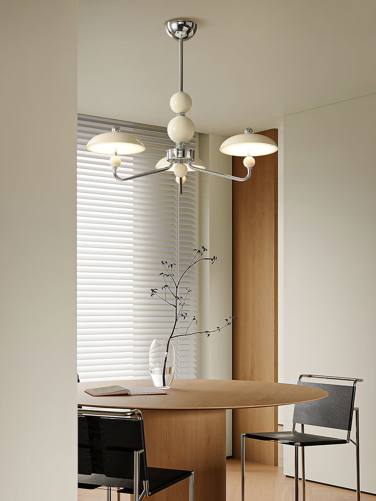 Celvara Modern Chandelier with Cream Acrylic Shades and Chrome Finish