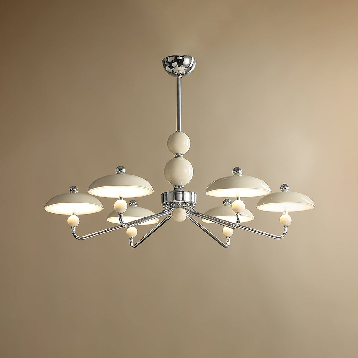 Celvara Modern Chandelier with Cream Acrylic Shades and Chrome Finish