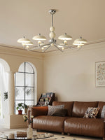 Celvara Modern Chandelier with Cream Acrylic Shades and Chrome Finish