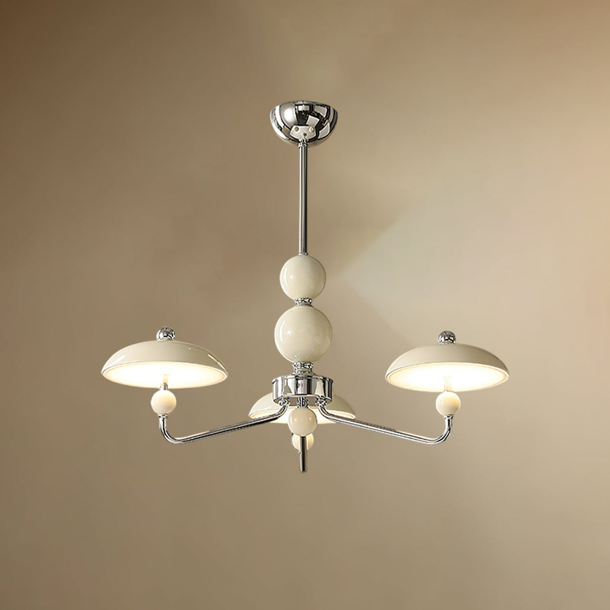 Celvara Modern Chandelier with Cream Acrylic Shades and Chrome Finish
