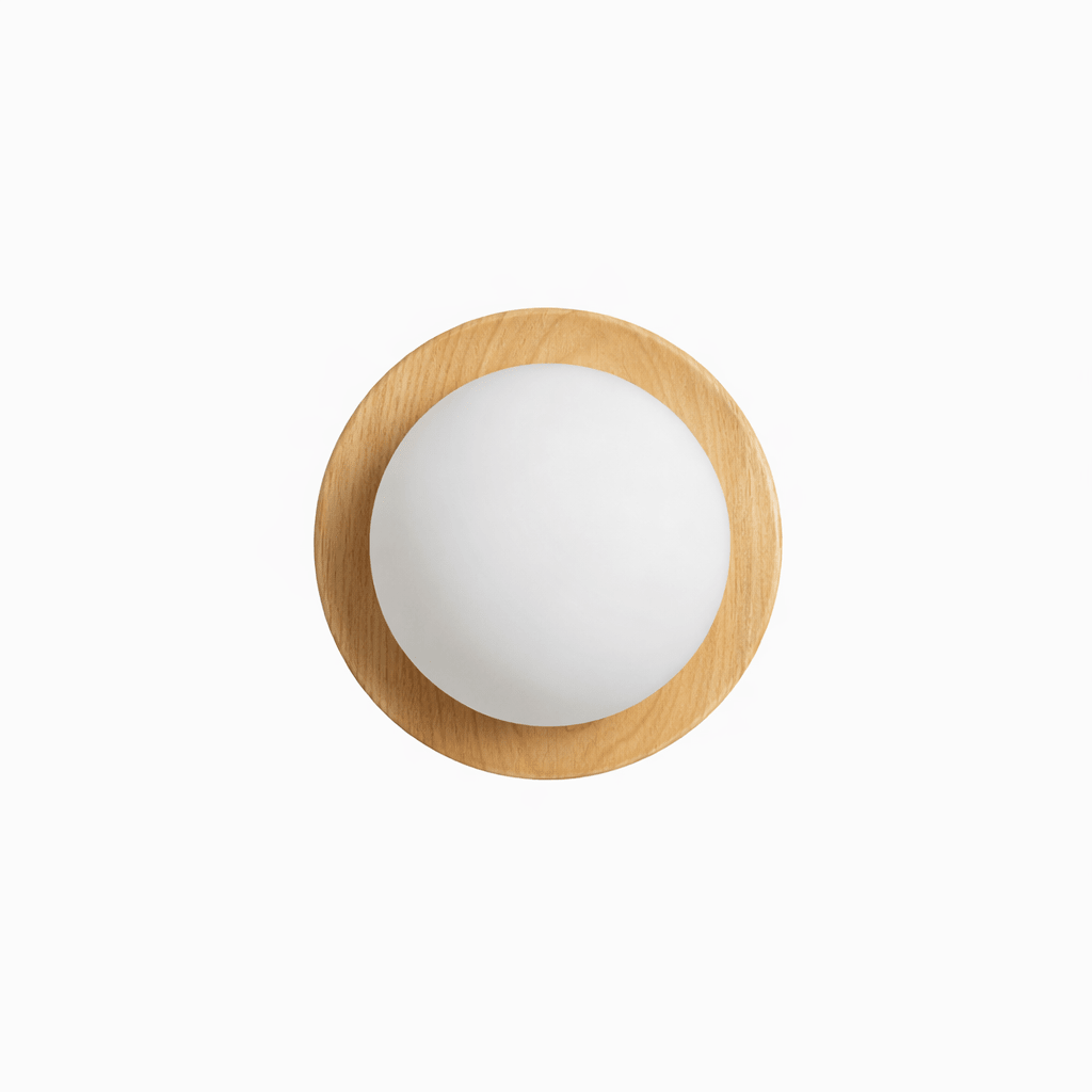 Celyra Halo Wall Sconce — Modern Wood Accent Light for Bedroom & Hallway