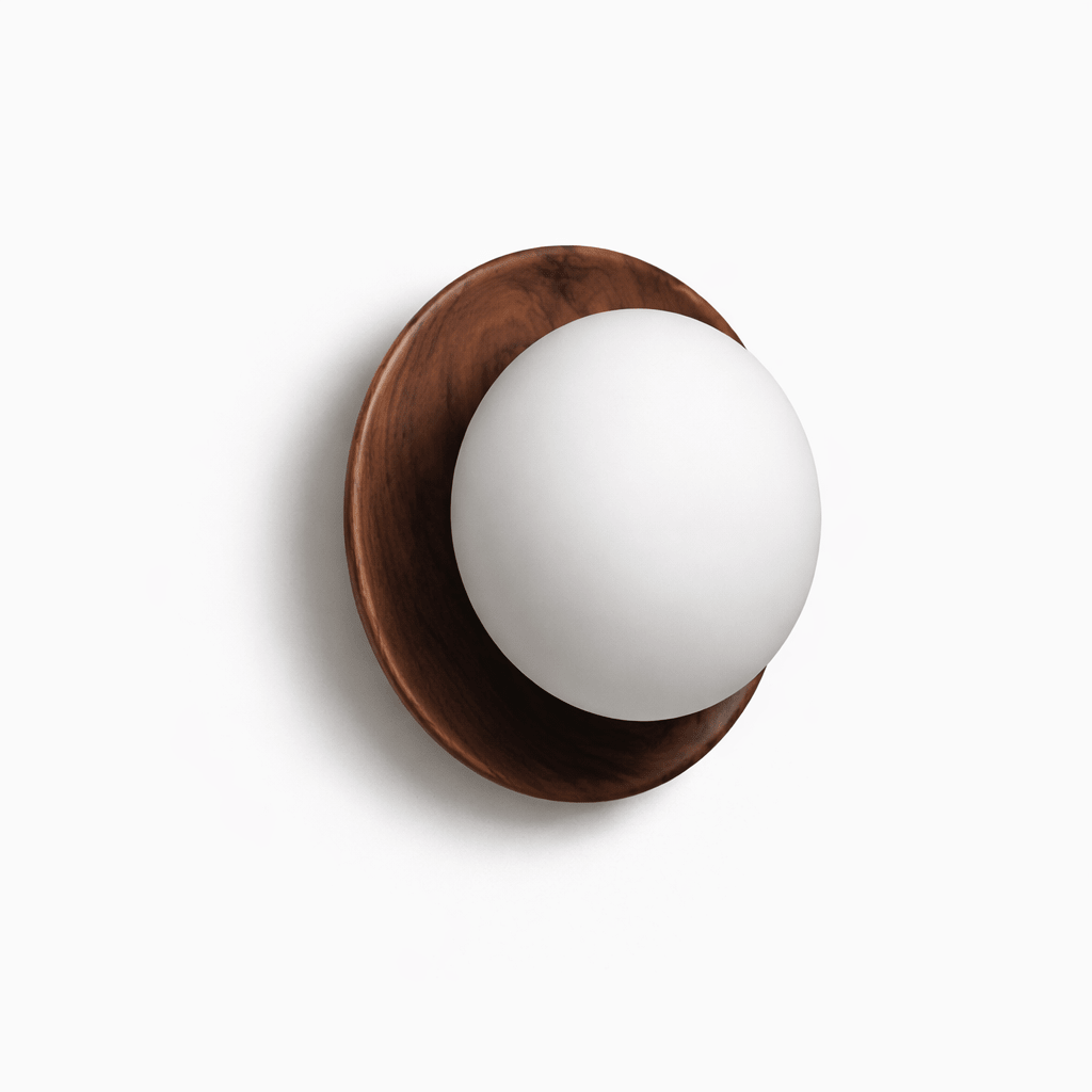 Celyra Halo Wall Sconce — Modern Wood Accent Light for Bedroom & Hallway