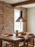 Cement Mesh Pendant Light – Plug-In, Perforated Iron Shade