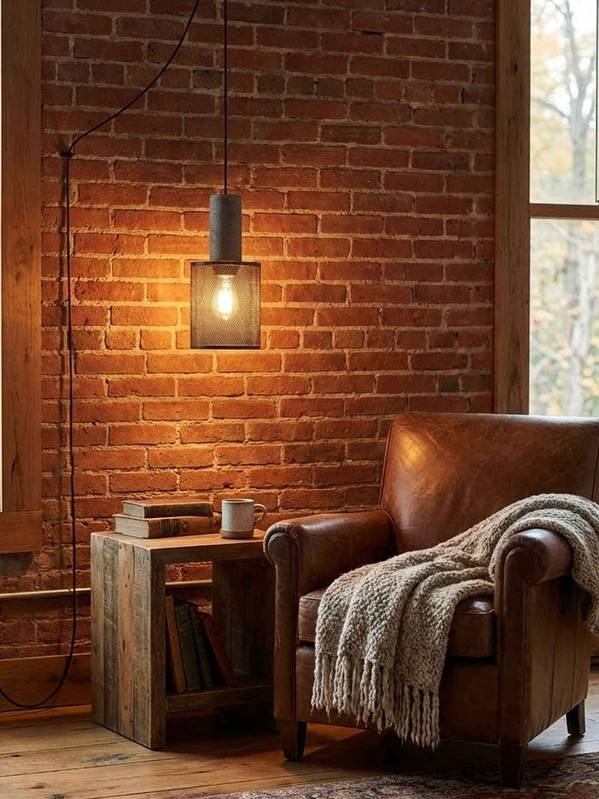 Cement Mesh Pendant Light – Plug-In, Perforated Iron Shade