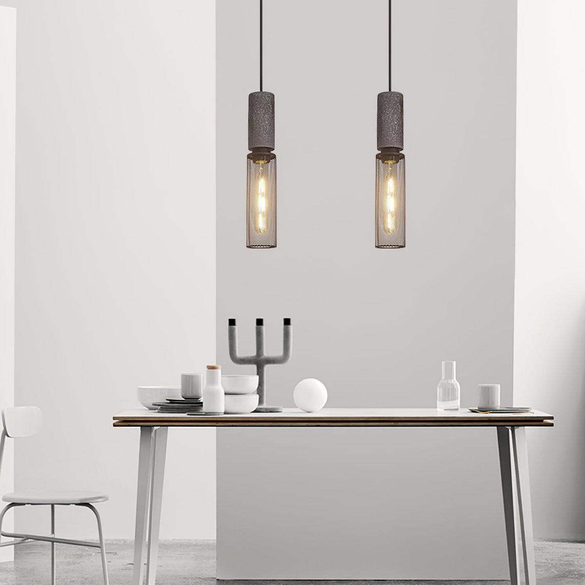 Cement Mesh Pendant Light – Industrial Designer Hanging Lamp