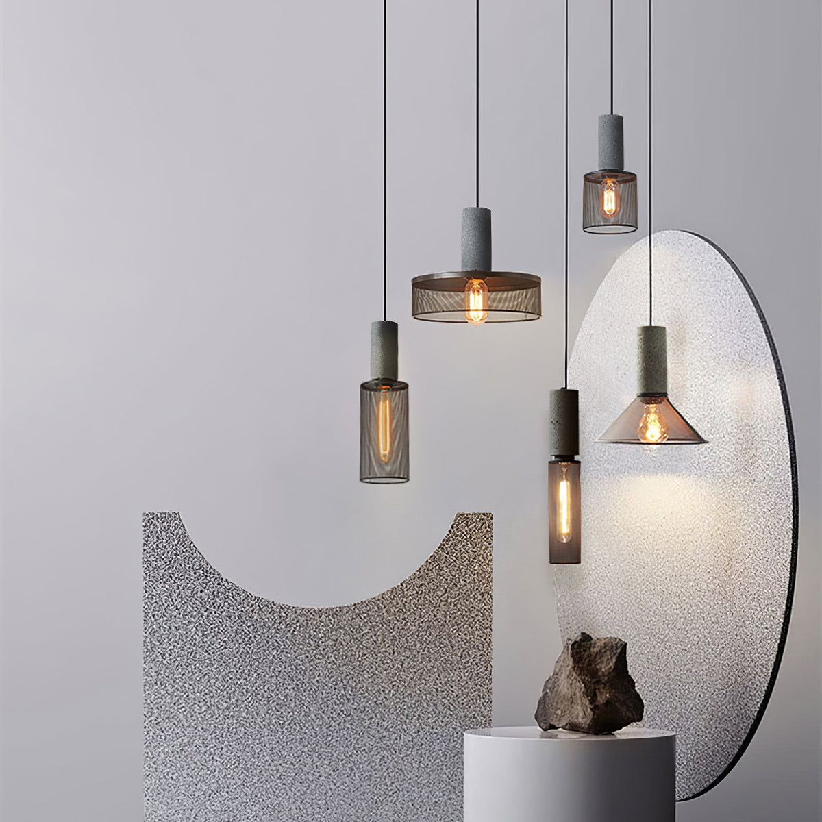 Cement Mesh Pendant Light – Industrial Designer Hanging Lamp