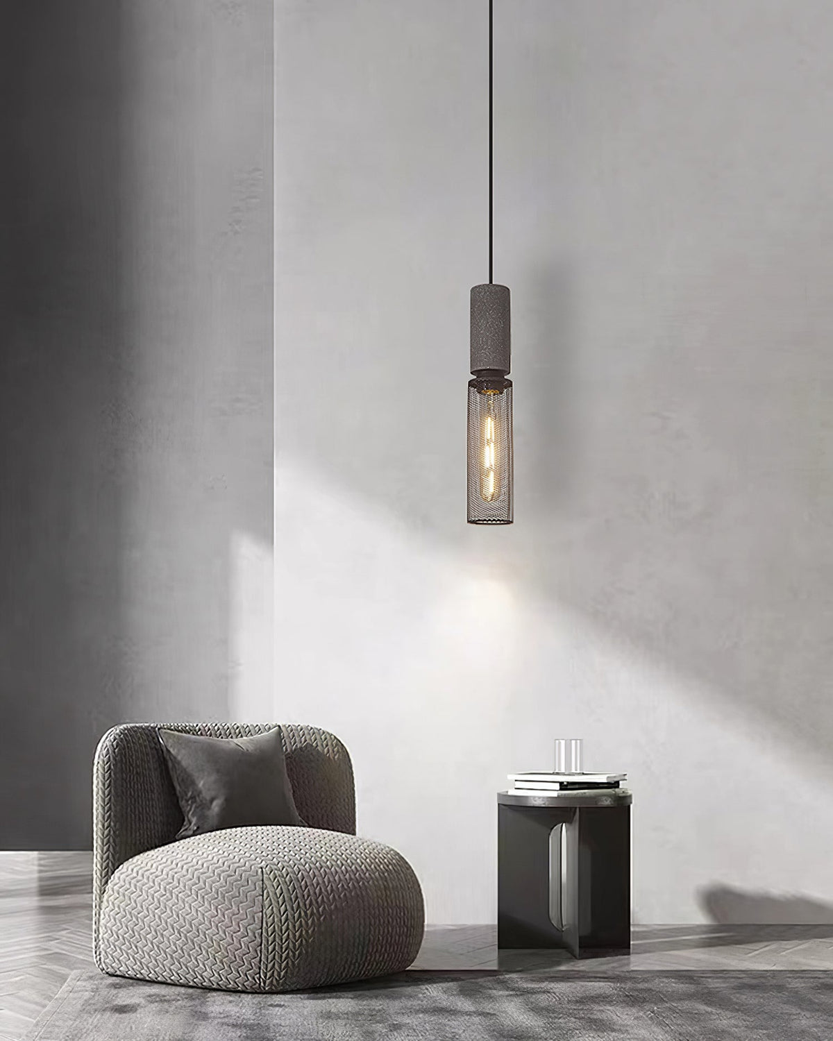 Cement Mesh Pendant Light – Industrial Designer Hanging Lamp
