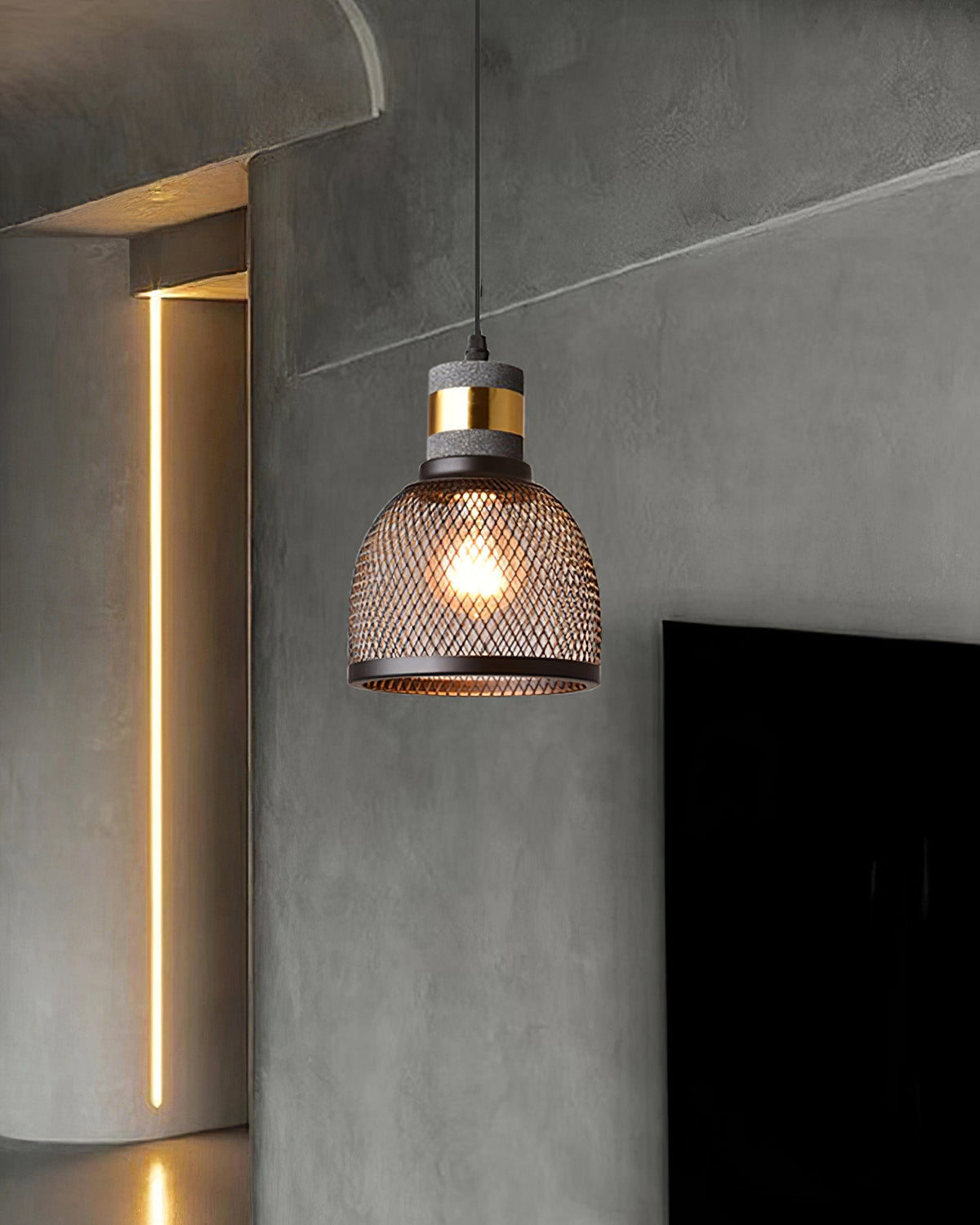 Cement Mesh Pendant Light – Industrial Designer Hanging Lamp