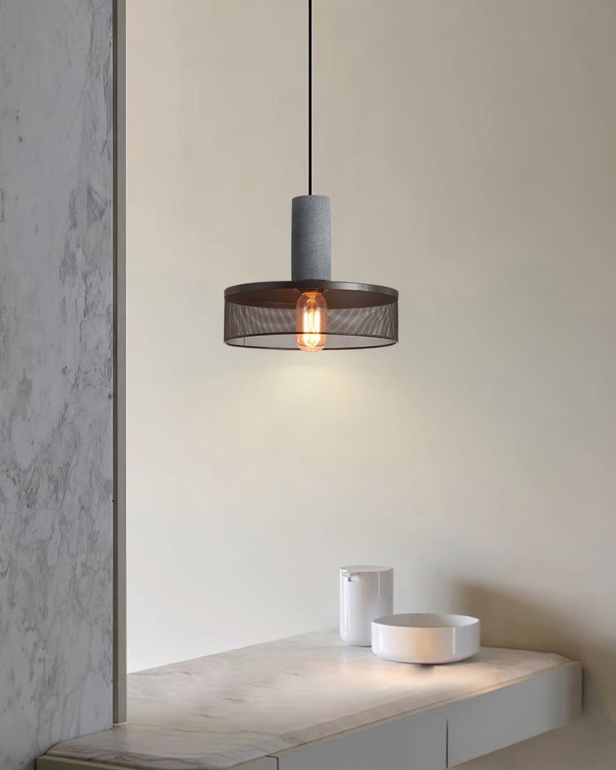 Cement Mesh Pendant Light – Industrial Designer Hanging Lamp