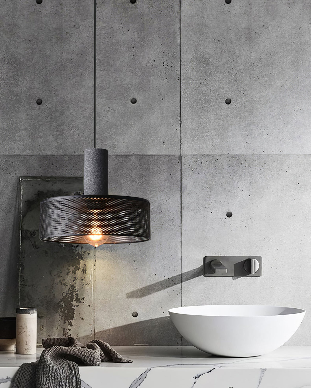 Cement Mesh Pendant Light – Industrial Designer Hanging Lamp