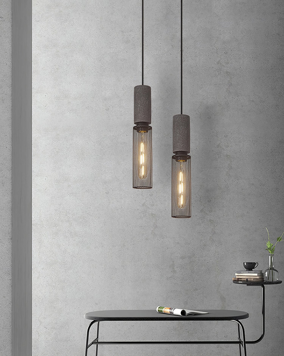 Cement Mesh Pendant Light – Industrial Designer Hanging Lamp