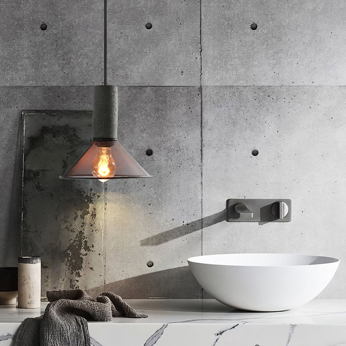 Cement Mesh Pendant Light – Industrial Designer Hanging Lamp