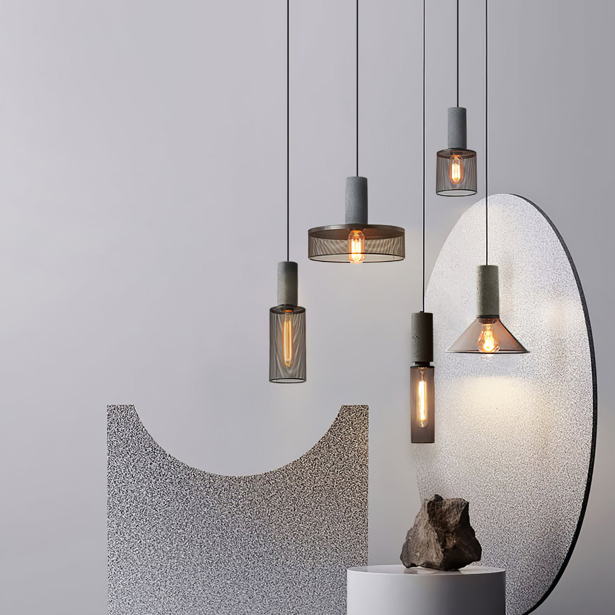 Cement Mesh Pendant Light – Industrial Designer Hanging Lamp