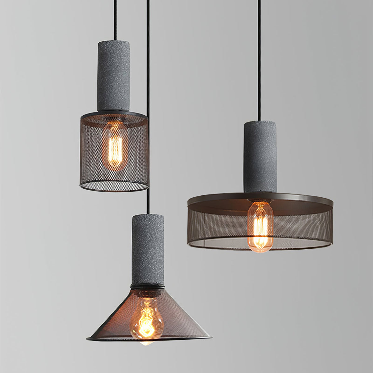 Cement Mesh Pendant Light – Industrial Designer Hanging Lamp