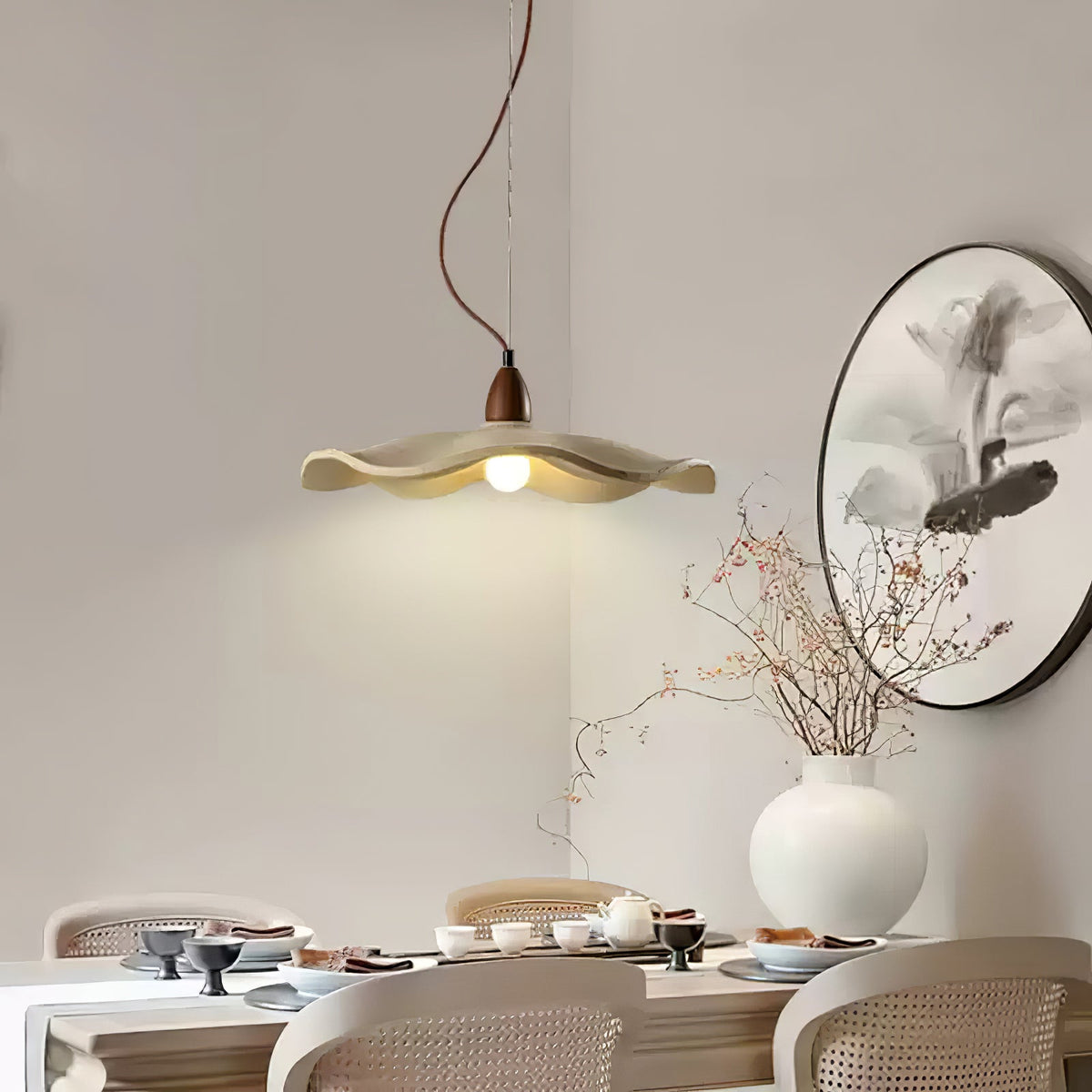 Cement Wave Pendant Light – Sculptural Concrete Pendant for Modern Interiors