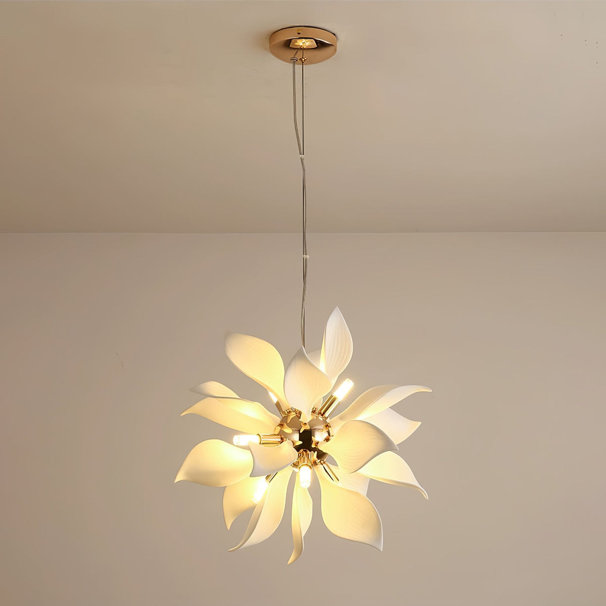 Ceramic Petal Chandelier | Modern Floral Pendant Light for Dining & Living Rooms