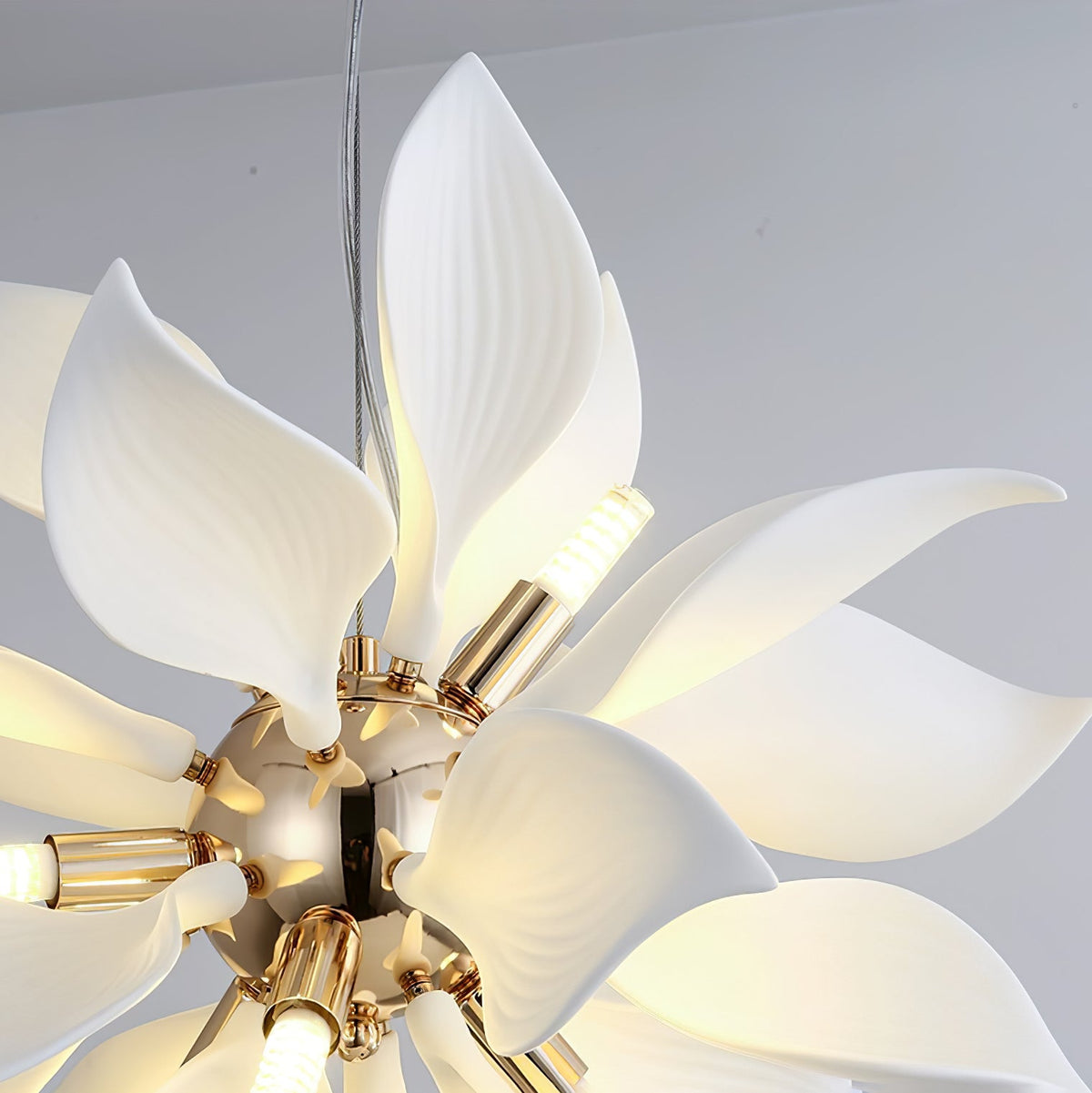 Ceramic Petal Chandelier | Modern Floral Pendant Light for Dining & Living Rooms