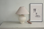 Artisan Ceramic Pitcher Table Lamp with Linen Shade for Bedroom & Living Room
