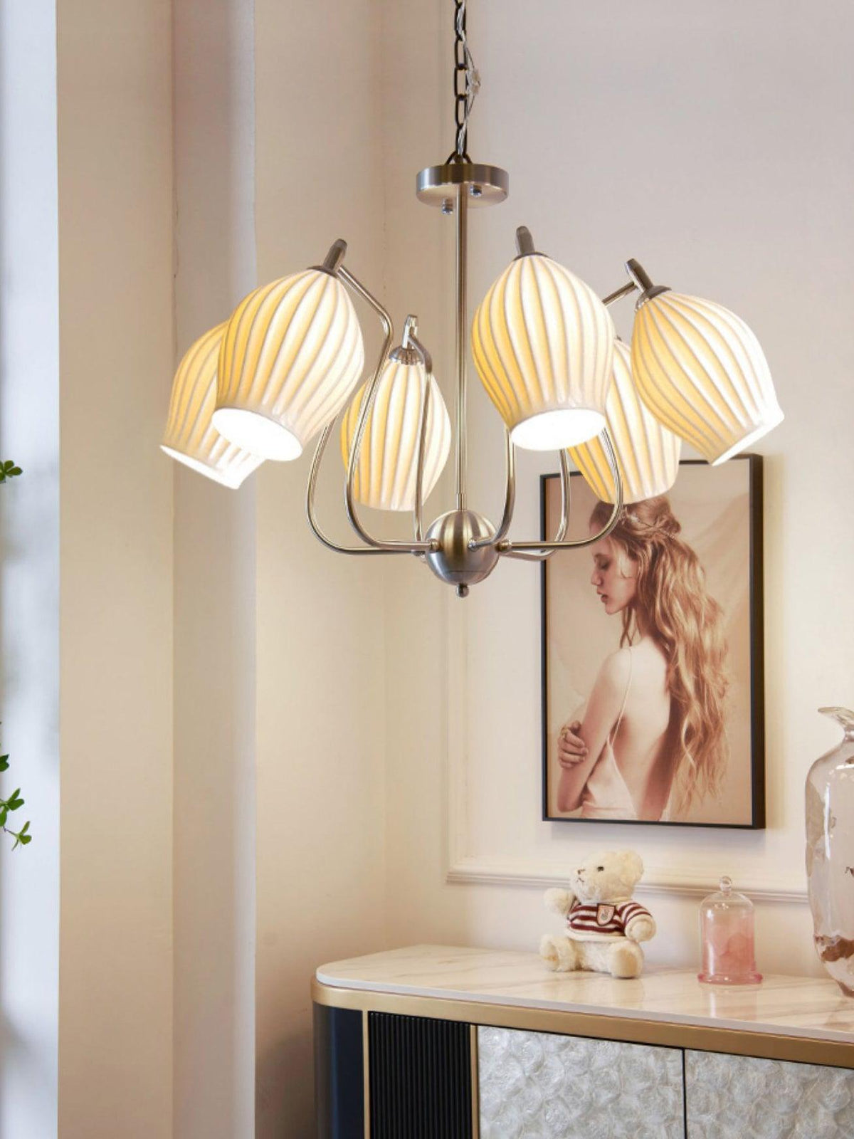ceramic-ribbed-chandelier